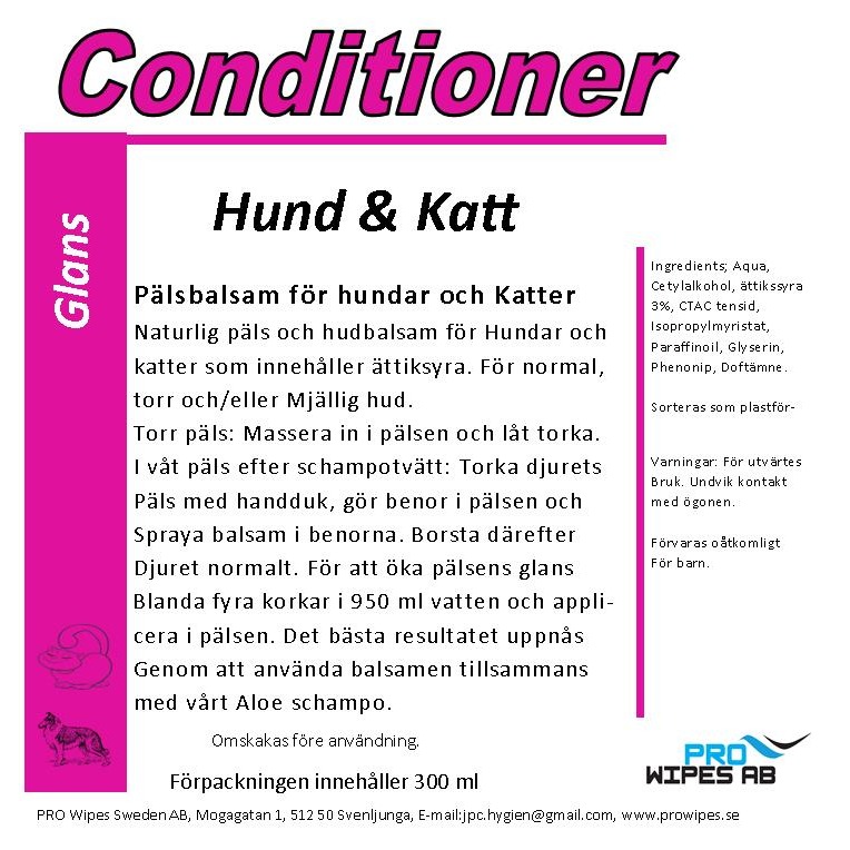 Conditioner Hund &amp; Katt PRO WIPES