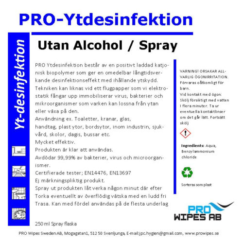 Ytdesinfektion Alkoholfri (spray)